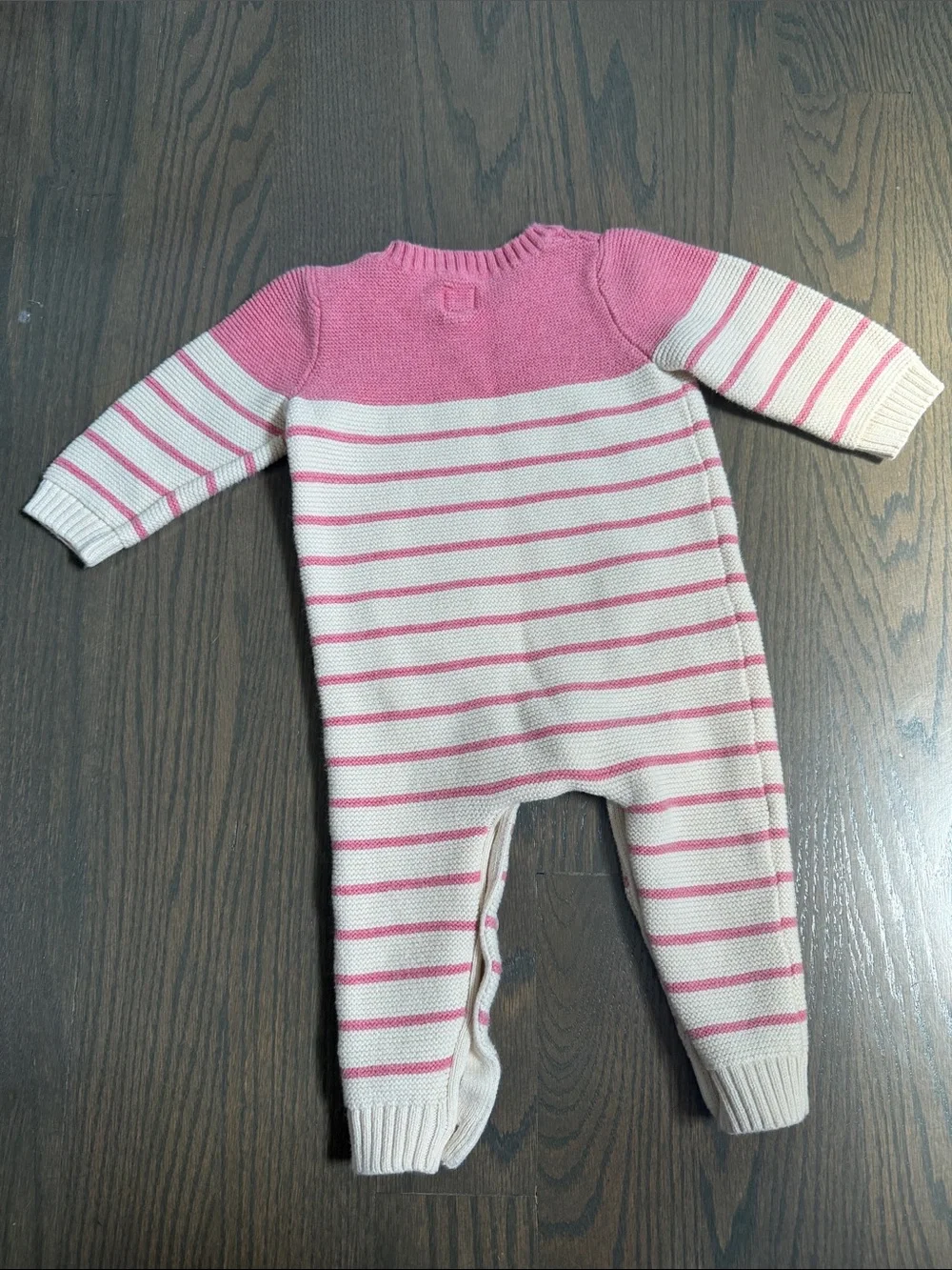 baby GAP Pink & Cream Striped Knit Romper 6-12M
